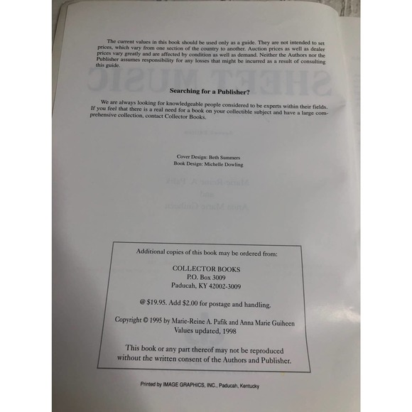 Table Book Sheet Music Reference & Price Guide Second Edition Guiheen Pafik 1998 - Picture 2 of 13